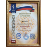 Федеральный сертификат ЛИДЕР РОССИИ 2015